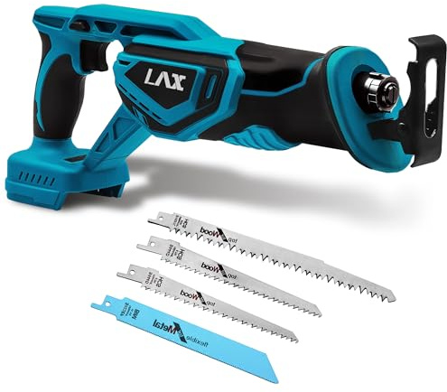 L1NXIXI Akku-Säbelsäge für Makita LXT-18V Akku, Bürstenloser Motor, MAX 3500 SPM, 22 mm Hublänge, Variable Geschwindigkeit, Säbelsäge mit 4 Sägeblätter für Holz und Metall (ohne Akku)