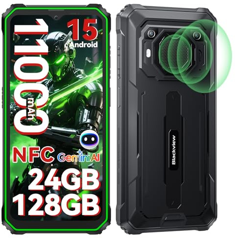 Blackview BV6200 Plus Rugged Smartphone 2026, Batteria 11000mAh Telefono Indistruttibile 24GB+128GB/2TB TF, 6.56 HD+, 98dB Altoparlante, Fotocamera AI 16MP+13MP, Fingerprint/NFC/GPS/3 Anni Garanzia
