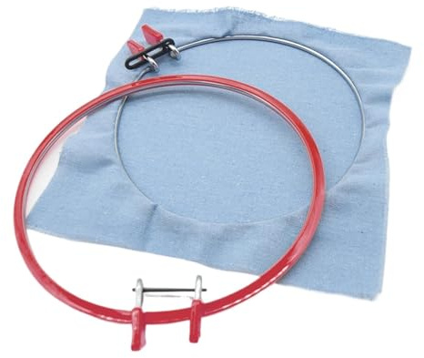 Broderiram i plast justerbar 21 cm (8,7 tum), displayram söm, cirkulär korsstygn, fjäderspänning, hantverk för barn(röd)