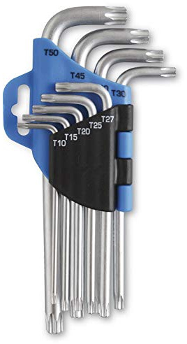 Secotec® 9 tlg. Schlüsselsatz für Torx Schrauben Winkel Schraubendreher Set Winkelschraubendreher (DIN ISO 911)