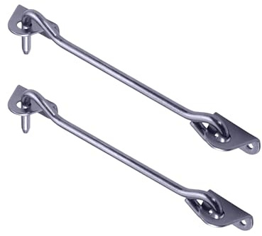 ALPENSTAHL crochet de tempête métal pour portes lourdes | Longueur : 200 mm | Acier galvanisé avec plaque à œillet | 2 pièces - Fixation pour portails, granges & cabanes