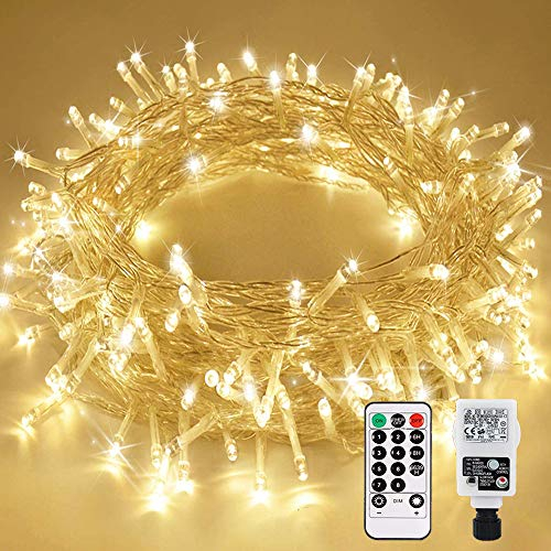 Led Lichterkette Strom 25M 200 LED mit Fernbedienung Timer Merkfunktion Lichterkette IP65 Wasserdicht für Innen und Außen,Niederspannung, Lichterkette für Party Weihnachten Garten Zimmer