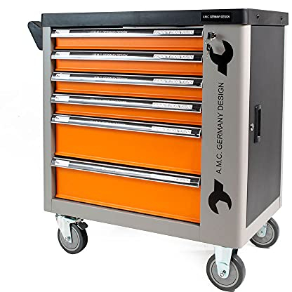 A.M.C. AMC Carrello porta attrezzi completo di utensili con ruote e struttura rinforzata 6 cassetti per individuare gli attrezzi velocemente oltre 500 pezzi di utensili,strumenti e minuteria inclusi