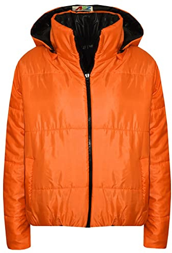 A2Z 4 Kids Flickor Pojkar Vändbar jacka Kort Vadderade dunjackor med huva - Reversible Jacket 492 Orange 9-10.