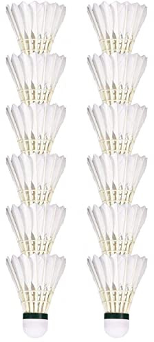 Voarge 12-Pack Professional Feather Badminton, Shuttlecocks with Excellent Durability Stability, High Speed Badminton Balls for Indoor Outdoor Game Training Exercise, White
