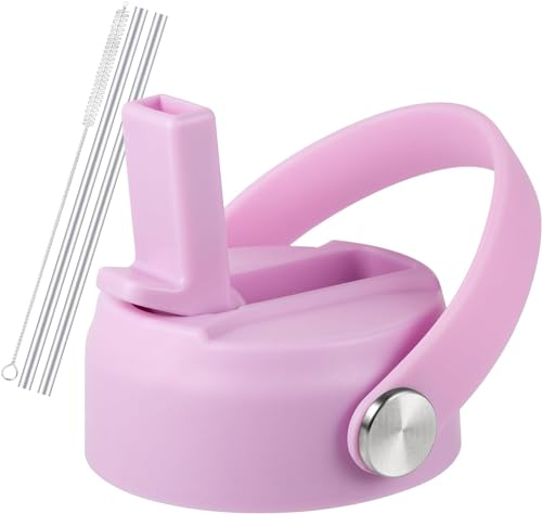 Straw Lid for Hydro Flask Wide Mouth Water Bottles, Top Lids with Straw Compatible with Hydro Flask 32 40 oz, Replacement Cap Wide Mouth Straws Flip Lid Flex Handle (Light Purple)