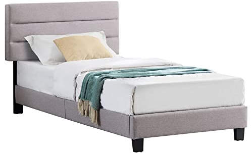 CARO-Möbel Polsterbett Tucson 90x200 cm in grau, modernes Jugendbett inkl. Lattenrost, Einzelbett im skandinavischen Stil, bequemes gepolstertes Bett mit Rückenlehne und Kopfteil