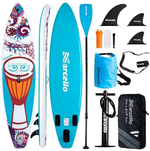 Tabla de remo, tabla de remo inflable, 10 pies 6/11 pies x 33 x 6 pulgadas, ultraligera con bomba de mano, correa, kit de reparación, funda impermeable para teléfono y bolsa impermeable para adultos