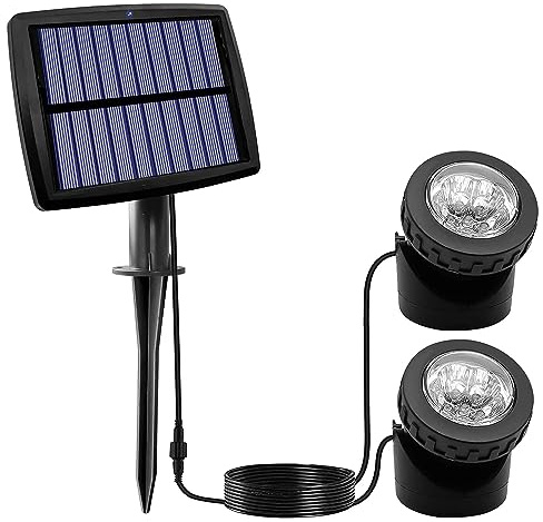KINGCOO Luce solare subacquea per laghetto, impermeabile, lampada sommergibile, 12 LED, luce per acquario, per giardino, piscina, cortile, paesaggio, illuminazione esterna (bianco freddo)