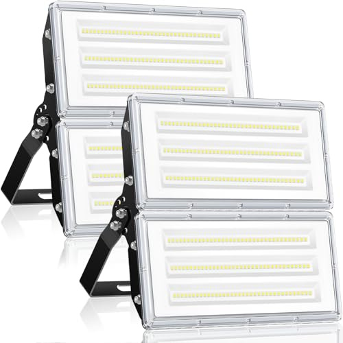 TASINUO LED Floodlight Outdoor 200W 2 Pack, 2 in 1 LED Flood Light 20000LM 7000K Super Bright Security Lights, IP67 Waterproof LED Spotlight Wall Light with 180° Rotation for Garden, Garage, Stadium