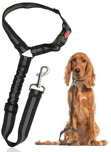 Wirhan 1x Dog Seat Belts for Cars UK, Dog Car Harness Car Seat Belt Suitable for all Cars - Dogs & Cats Adjustable Car Dog Lead Belt Heavy Duty Elastic Lead Harness Pet Seat Belt for Vehicle