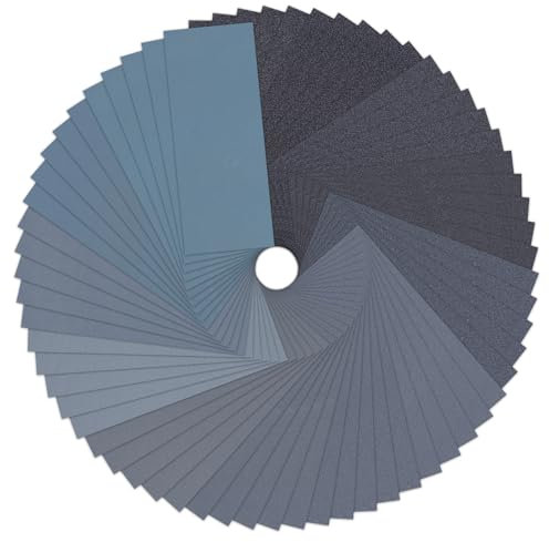 Carehabi Juego de 70 papel de lija para metal, coche, muebles de madera, piedra, barniz, cristal, 23 x 9,5 cm, para papel de lija en seco y húmedo