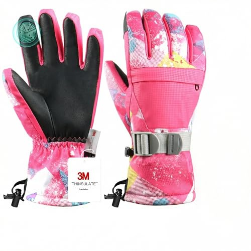 Pnosnesy Guantes de esquí, los Guantes de Nieve Resistentes al Agua y Respirables más cálidos en Clima frío, adecuados para Ambos sexos, adecuados para Padres y niños al Aire Libre