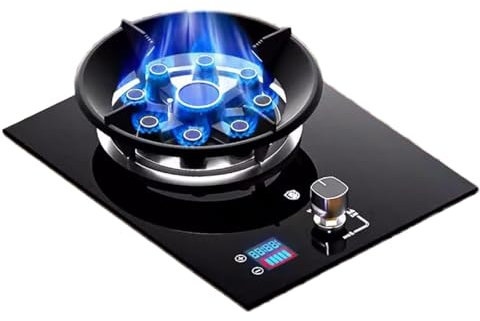 THEGA Fornello A Gas Portatile per Interni - Fornello A Gas in Vetro Temperato da 5,2 KW, Fornello da Cucina per La Casa con Funzione Timer, Piano Cottura A Gas con Bruciatore Singolo da Cucina(NG)