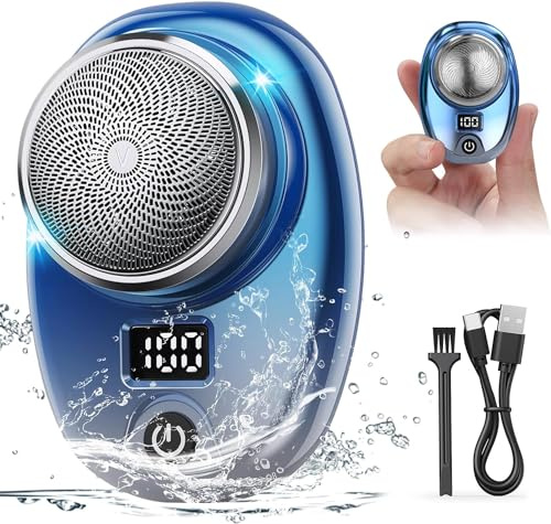 Mini rasoir électrique portable avec écran LED pour homme, rechargeable par USB, étanche, rasoir électrique portable, facile à utiliser à un seul bouton, utilisation humide et sèche, convient pour la