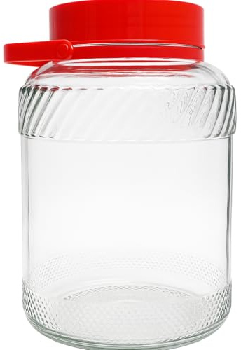 isigno Bote de Cristal Grande con Asa de 10 Litros con Doble Tapa Garrafa de Vidrio de 10 Litros con Asa Perfecto para Alimentos Humedos y Secos Encurtidos Artículos Bidón de Vidrio Resistente