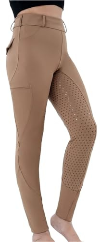 XIEHYA Ridbyxor dam ridbyxor fullsäte knäbyxor ridning skola tights utomhus sportkläder ridbyxor, Khaki, L