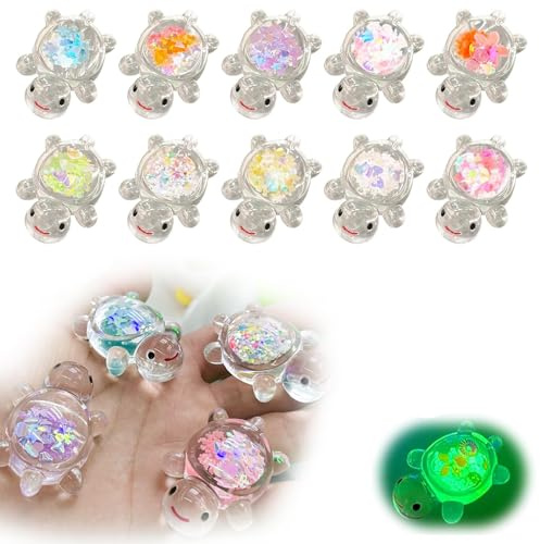 shirylzee 40Pcs Mini Turtles, Luminous Resin Animals with Sparkle Flakes, Mini Transparent Animal Figurines for Fairy Gardens, Aquariums & DIY Crafts, Miniature Landscape Home Decoration