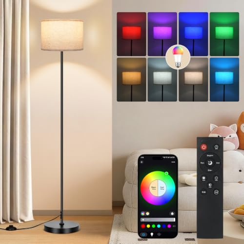 FRIDEKO HOME Golvlampa vardagsrum dimbar RGB smart golvlampa