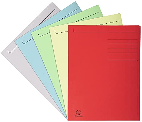 Exacompta 448000E 10-pack inslagsmapp Forever. Tillverkad av återvunnen kartong DIN A4 med 3 klaffar blandade färger och dokumentmapp perfekt för kontor och skola