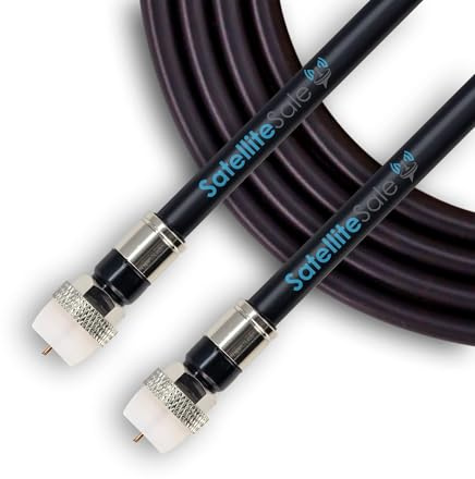 SatelliteSale Digital RG-6/U 75 Ohm Coaxial Cable with F-Type Waterproof Connectors Indoor/Outdoor Black Cord 100 feet