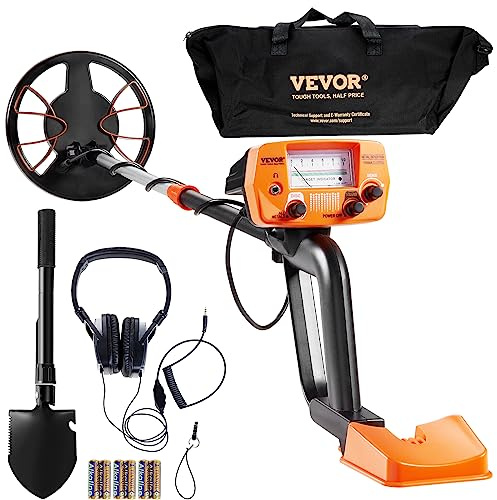 VEVOR Détecteur de Métaux pour Adultes Enfants 20,3 cm Détecteur de Métaux Professionnel Réglable Bobine Étanche IP68 Écran LCD Puce DSP Avancée Léger pour Recherche Pièces d'or et Chasse aux Trésors