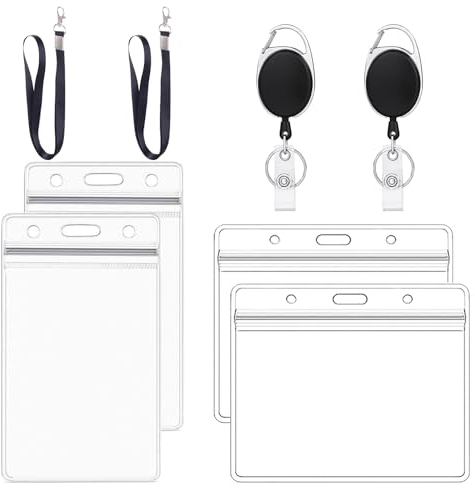 Ausweishalter mit Transparentem Kartenhalter,2 Lanyard mit Kartenhülle,2 Horizontaler Ausweishalter,2 Ausziehbarer Schlüsselanhänger,2 Wasserdichte Vertikaler Ausweishülle,für Ausweis,Bankkarte