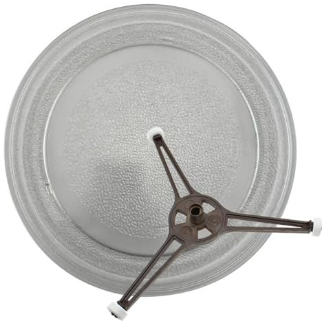 WORDFUN 24.5cm Piatto di Vetro Girevole per Microonde, Piatto in Vetro Universale, Resistente al Calore, Piatto Girevole Durevole per Microonde, Piatto Rotante di Ricambio Antiscivolo
