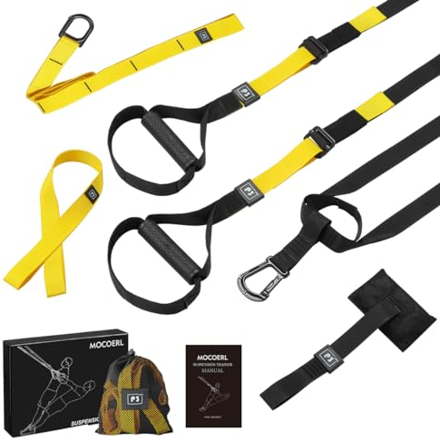 Schlingentrainer, Sling Trainer für EIN Ganzkörpertraining, Schlingentrainer für zuhause mit Großem Griff Türankerbefestigung Tragtasche, Übungsanleitung for Homegym