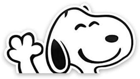 tradercat Autoaufkleber Snoopy weiß Winken, 12,7 cm breit, Deko für Auto, Fenster, Autofenster, aus Folie, Aufkleber für glatte Oberflächen