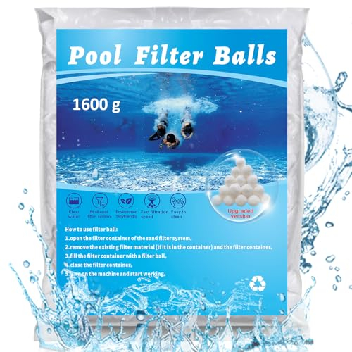 MIKAILE Bolas Filtro Piscina 1600g, Reutilizable Bolsas Filtrantes Piscina para Sistemas de Filtro de Arena, Reemplaza 60 kg Arena de Filtro