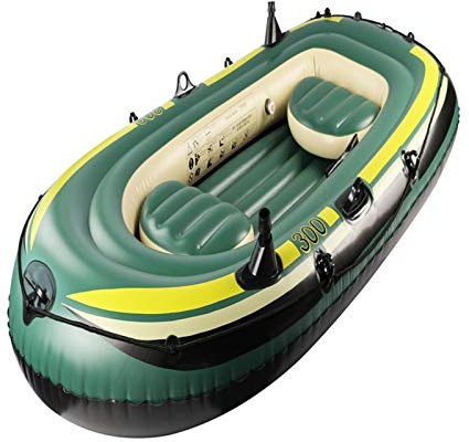 Generic Bateau gonflable – 2/3 personnes, bateau de pêche, kayak à gonflage rapide, ensemble de bateau lourd matériel PVC capacité 250 kg 230 cm x 130 cm x 35 cm