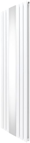 Radiatore a Specchio a Doppia Colonna Verticale 1800mm x 565mm Moderno Designer Bianco in Acciaio al Carbonio Montato a Parete Cucina Soggiorno Pulizia Spazzola Kit di Fissaggio e Staffe