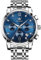 OLEVS Silberne Herrenuhr Großes Gesicht Chronograph Uhr Klassisches Blau Edelstahl Analoger Quarz Diamant Herrenuhren Römische Ziffern Wasserdicht Leuchtend Kalender Uhren Herren