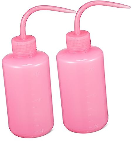 HONMEET 2pezzi Bottiglie Da Spremere Per Pulizia Ciglia Rosa Contenitori Lavaggio Precisione Con Punta Stretta e Scala Digitale Per Trucco Acqua Laboratorio Estensioni Ciglia e Cura Person