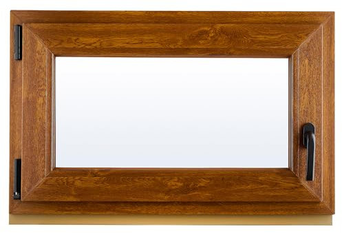 PLAMET. PVC Fenster - Kunststofffenster, Plastikfenster - Resistent Gegen Umwelteinflüsse - Schutz vor Einbrüchen - Isolierung gegen Lärm, Wind - Goldene Eiche - 800 x 500 cm - 4-16ar-4i