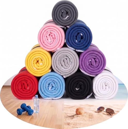 Wowtowelz Toalla de microfibra compacta, toalla de viaje, toalla deportiva, toalla de playa, toalla de baño, ligera y de secado rápido, color blanco, 145 x 70 cm
