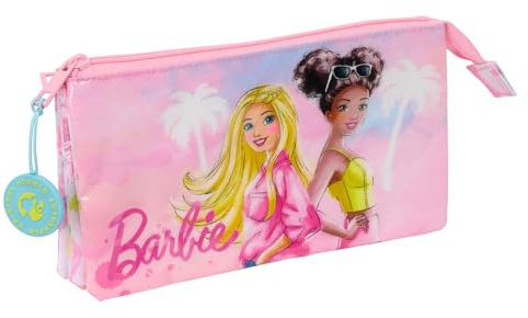 Safta BARBIE PAINTERLY - trippelfodral, barnfodral, barnfodral, perfekt för skolbarn, bekväm och mångsidig, kvalitet och styrka, 22 x 3 x 12 cm, rosa/ljusblå, M, Avslappnad