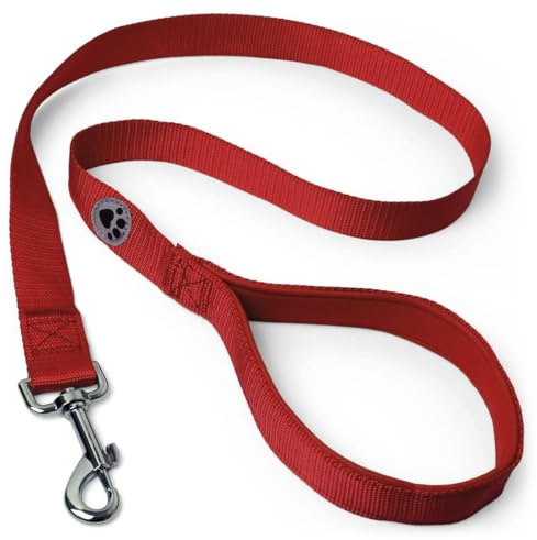 iGadgitz Home Laisse Chien avec Poignée Rembourré Souple (Rouge, 122cm (1.22m))