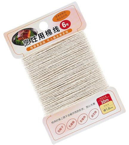 Cuisine Cuisine - String de cuisine en coton naturel pour la préparation de la viande, Fil de boucher épais | Cordon de volaille à torréfaction, enveloppement de nourriture culinaire, corde à attachem