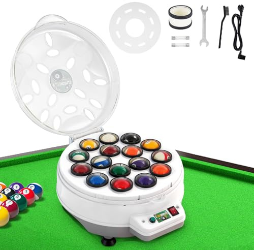 YJINGRUI Pulitore automatico per palla da biliardo, 16 palline, lucidatrice per pulizia pallina da biliardo, con chiave inglese e spazzola per palline da biliardo da 57,2 mm