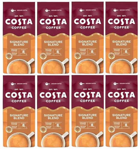 Costa Coffee Signature Blend Medium Roast Ground Coffee 200g (Pack of 8, Total 1600 Grams)