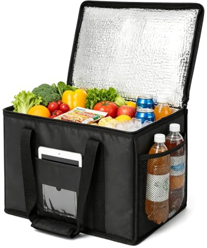40L Insulated Cooler Bag, Large Cool Bag, Insulated Soft Cool Bag, Reusable Foldable Thermal Food Delivery Bags with Padded Handles for Picnic, Beach, Travel, Camping, BBQ & Grocery Food Shopping