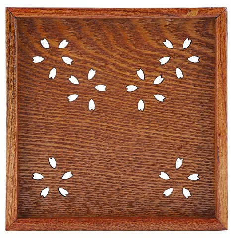 Bandeja de madera, bandeja de madera para servir comida y té, plato de té tradicional de madera para café, frutas, aperitivos, bandeja de servir cuadrada de madera, 18*18cm