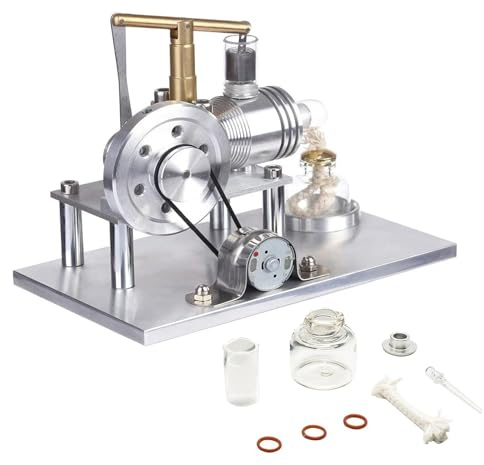 PUOSUO Hot Air Stirling Motor Power Generator Alpha Engine Model Educational Physics Experiment Kit(B)