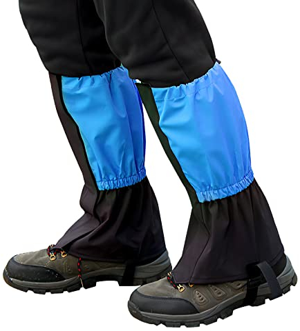 TNSLAND Outdoor Gamaschen, wasserdichte Gamaschen Einstellbare Atmungsaktive Beinschutz, Schneewandern Gaiter Gamaschen Wandern für Wandern, Klettern,Trekking, Schneewandern 1 Paar (Blau)