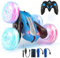 Rodzon Voiture Télécommandée Enfant, 360°Rotation Camion Cascadeuse avec Feux de Roue, 2.4GHz RC Voiture Radiocommandee Jeux Extérieur Jouet Cadeau pour Garçon Fille 6 ans et plus, 2 x Batterie (Bleu)