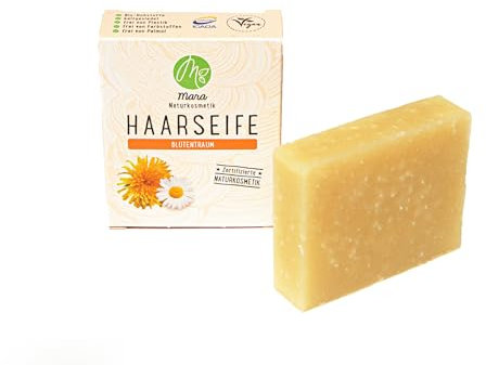 Mara Naturkosmetik - Feste Haarseife Blütentraum – Pflegende Wellness Reinigung ohne Palmöl - Frauen, Männer – Naturseife - Nachhaltig, vegan, bio, umweltfreundlich, handgemacht, zertifiziert 1x90g