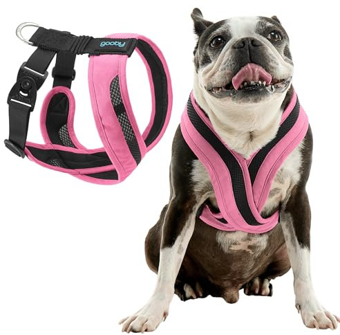 Gooby Comfort X One Dog Harness - Head-in Dog Harness for Small & Medium Sized Dogs - Escape-Free & Choke Free - Breathable Mesh, Shock Absorbing, Easy Snap & Swivel Buckles - Flamingo Pink, Large