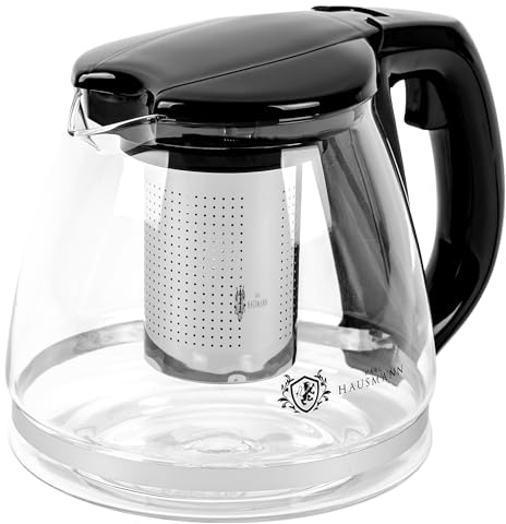 KARL HAUSMANN Teekanne Glas 1,5L mit Sieb - Hitzebeständige Glaskanne für Tee, Kräuter & Kaffee | Tee Kanne mit Filter, tropffreiem Ausguss & Spülmaschinengeeignet